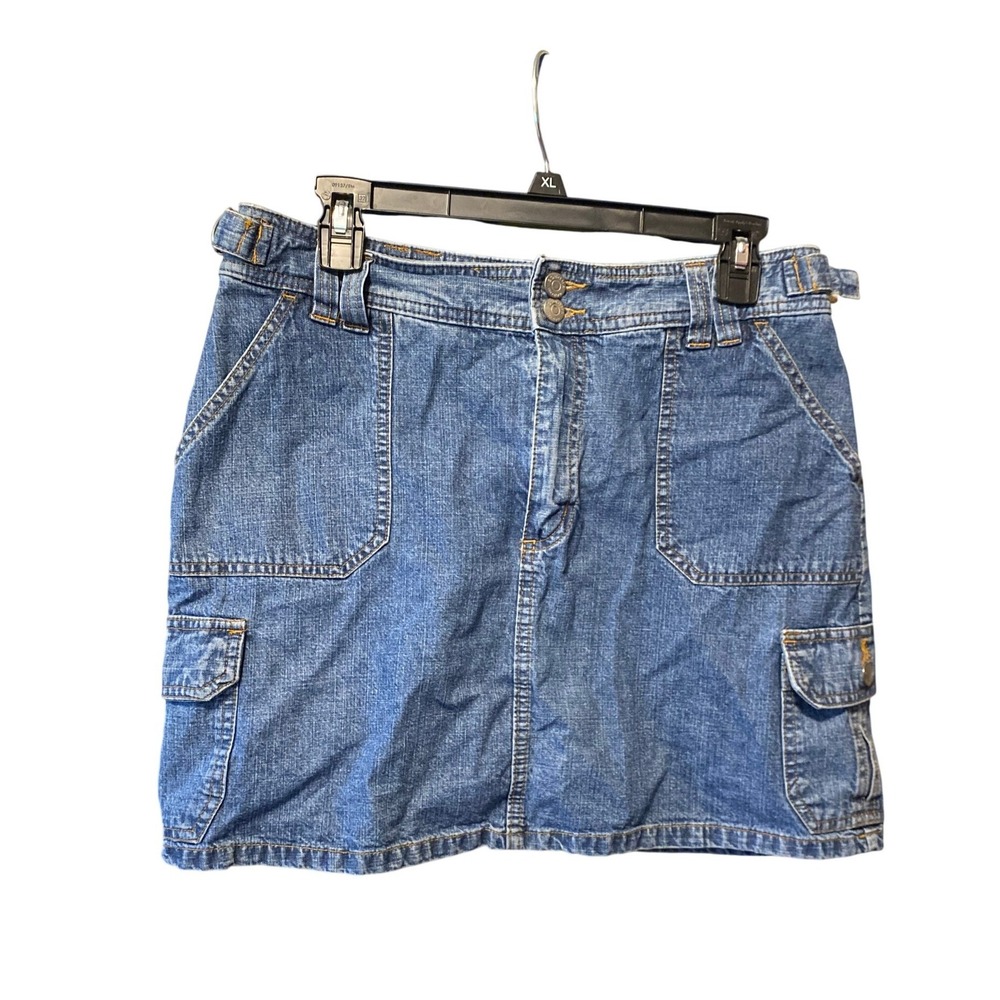 Vintage Y2K Denim Cargo Blue Jean Mini Skirt 10 Utility Bratz Granola Campcore